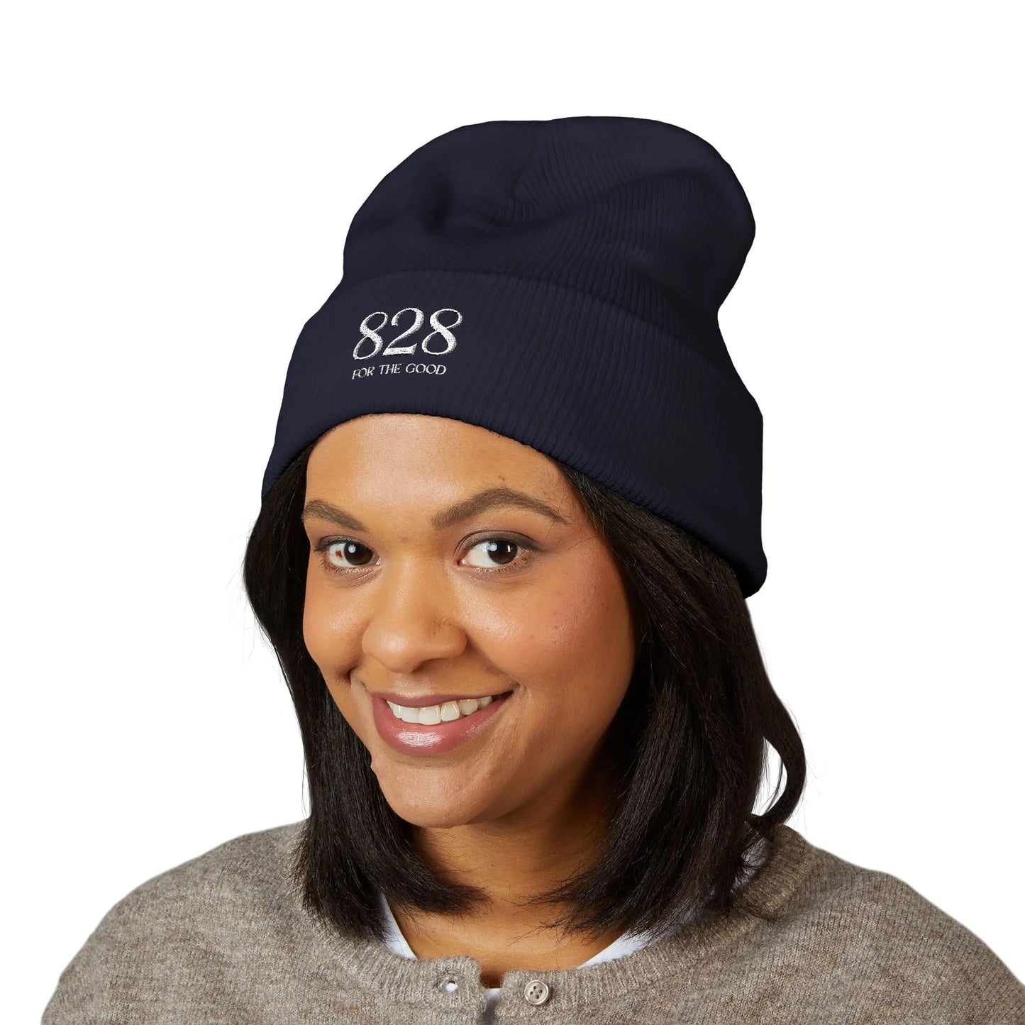 828 Embroidered Cuffed Beanie Printify