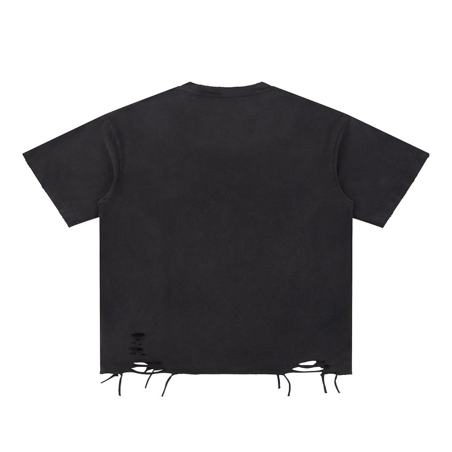 YHWH Snow Washed Raw-Hem T-Shirt