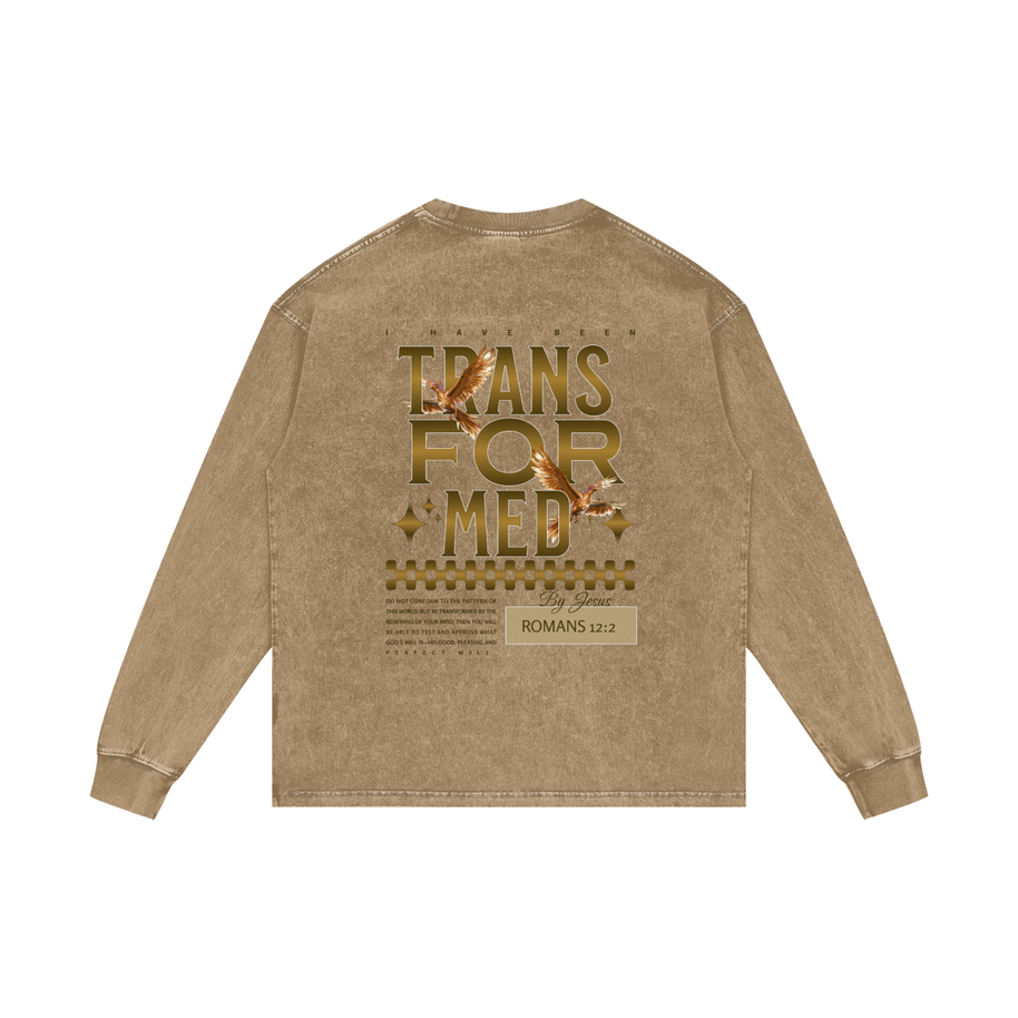 Transformed Acid Wash Oversize Long Sleeve T-Shirt