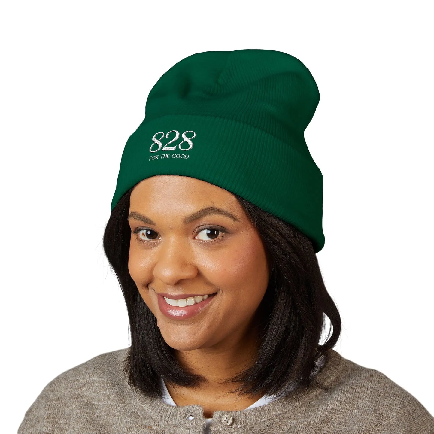 828 Embroidered Cuffed Beanie Printify
