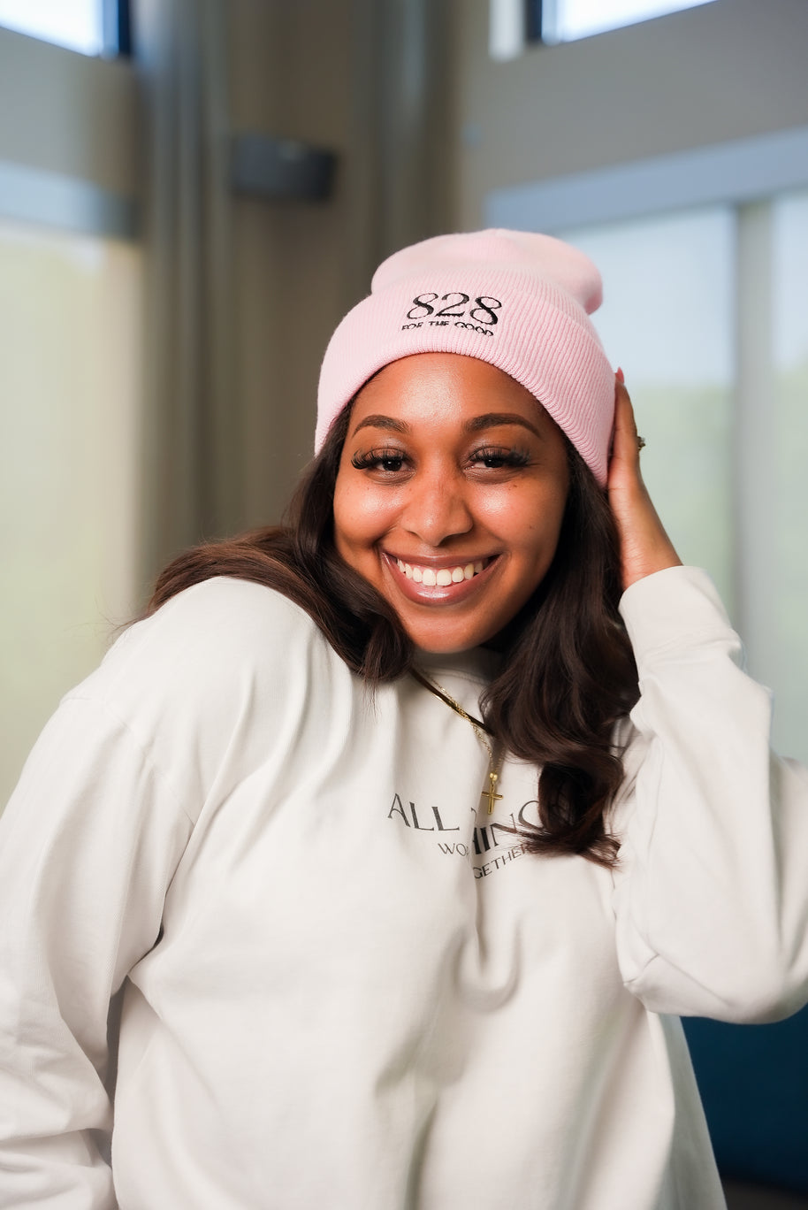 828 Embroidered Cuffed Beanie