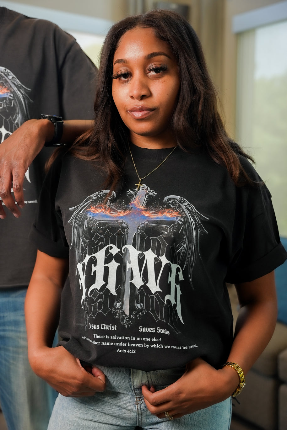 YHWH Snow Washed Raw-Hem T-Shirt