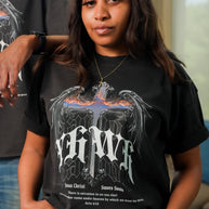 YHWH Snow Washed Raw-Hem T-Shirt